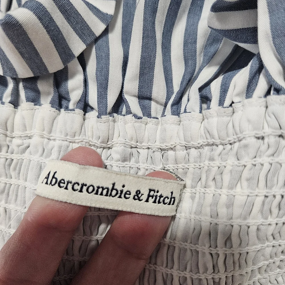 Abercrombie & Fitch Blue White StripedOff-the-Shoulder Maxi Dress Small Tall